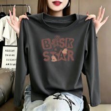 批发纯棉长袖印花宽松外穿2026新款女洋气欧货大码胖mm遮肚高级感上衣