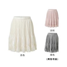 批发韩国东大门夏季新款温柔设计感不规则压褶短款A字灵动<b class='q'>百褶</b>半身裙