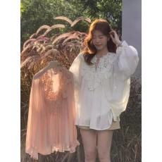 批发THE LIMON柠檬绿茶 早春重工花边拼接设计小衫吊带<b class='q'>背心</b><b class='q'>套</b>装