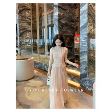 批发立体蕾丝收腰马甲+打底背心+网纱仙女半身裙三件套