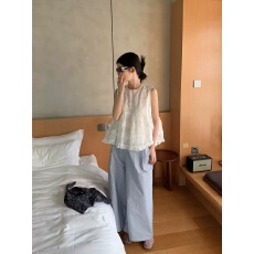 批发正版韩系小众设计重工刺绣花边拼接气质无袖背心女