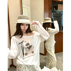 批发渐变小熊扎染蝴蝶结长袖T恤女2026春夏温柔松弛感休闲<b class='q'>防晒</b>上衣