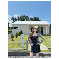 批发Ccing12【花开半夏】夏季ins风碎花吊带连衣裙短款防晒开衫两件套