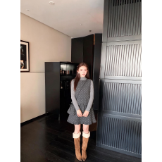 批发韩系文艺氛围感波点<b class='q'>背心</b>+<b class='q'>打底</b>衫+花苞裙+挎包四件套套装