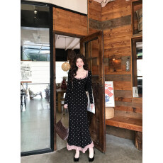 批发诗诗不emo【柔梦晚宴】法式开衫<b class='q'>波点</b>套装蕾丝拼接复古显瘦<b class='q'>连衣裙</b>