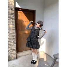 批发韩系温柔风碎花背心花苞<b class='q'>连衣裙</b>女秋冬2026半高领长袖打底衫套装