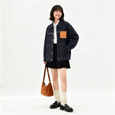 批发实拍牛仔短外套女2026年春装新款复古宽松休闲丹宁夹克上衣