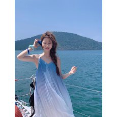 批发官图海南三亚度假沙滩裙巴厘岛拍照长裙云南大理洱海穿搭<b class='q'>连衣裙</b>女