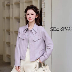 批发2026<b class='q'>春</b>季新款小个子皮衣外套女立领机车服今年流行皮夹克短款上衣