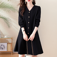 批发实拍#<b class='q'>大码</b><b class='q'>女</b>装胖mm2026春季新款V领宽松显瘦遮肉鱼尾<b class='q'>连衣裙</b>