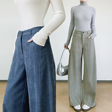 批发实拍莱赛尔弯刀裤2026运动阔腿女工装新款垂感<b class='q'>高腰</b>休闲直筒裤子