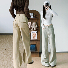 批发实拍纯棉工<b class='q'>装裤</b>2026春款阔腿卫裤<b class='q'>女</b>工<b class='q'>装</b>新款垂感高腰休闲直筒裤子