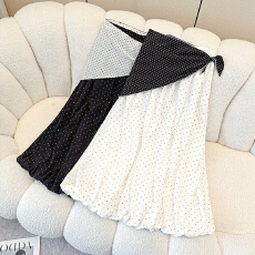 批发实拍波点花苞裙可拆卸围巾<b class='q'>雪纺</b>半身裙中长款伞裙松紧腰韩版高腰