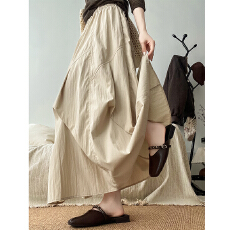 批发实拍A字长裙白色气质半身裙女夏天收腰显瘦大裙摆蛋糕裙a字中长裙