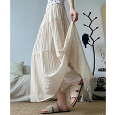 批发网纱<b class='q'>雪纺</b>半身裙中长款蕾丝a字纯色休闲韩版长裙松紧伞裙大摆纱裙