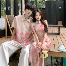 批发实拍情侣装夏季<b class='q'>网纱</b>国风旗袍连衣裙