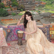 批发ICELOLLY海岛度假风无袖挂脖吊带连衣裙女夏超好看绝美背心<b class='q'>长裙</b>子