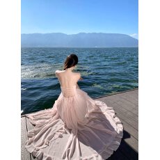 批发浪花缱绻复古性感多层薄纱叠层设计仙气<b class='q'>连衣裙</b>女