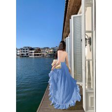 批发法式温柔浪漫荷叶边吊带v领不规则仙女度假沙滩露背气质<b class='q'>连衣裙</b>夏