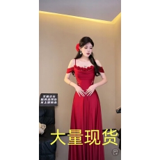 批发官图  法式立体玫瑰连衣裙轻奢红色订婚<b class='q'>敬酒</b>服大摆裙气质<b class='q'>礼服</b>