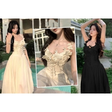 批发官图  纯欲吊带连衣裙初夏穿搭度假出游海边<b class='q'>沙滩裙</b>法式长裙