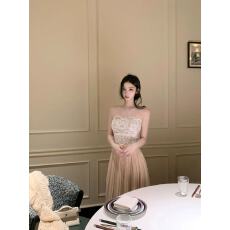 批发千金风<b class='q'>蕾丝</b>抹胸无袖<b class='q'>连衣裙</b>女2025冬季新款气质显瘦收腰内搭百褶裙