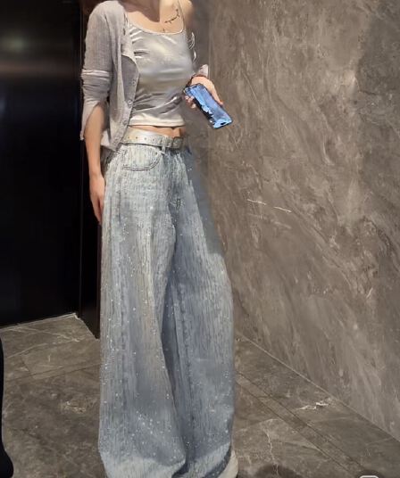 스타 가을 비처럼 디자인 전체 훈련 패션 와일드 디자인 청바지