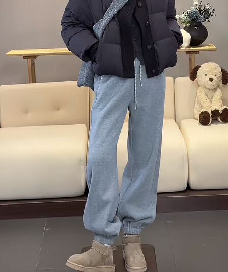 털이 있고 두꺼운 조거 웨이 바지 가을 겨울 새로운 허리밴드 웨이 바지