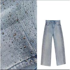 批发重工<b class='q'>烫钻</b><b class='q'>牛仔裤</b> 设计师款宽松休闲牛仔阔腿裤 高腰显瘦长裤