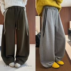 批发秋<b class='q'>冬</b>束脚条纹阔腿卫裤女宽松高腰显瘦垂感休闲裤黑色通勤裤子