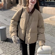 批发<b class='q'>韩版</b>撞色立领短款棉服女装冬季2025年新款小个子保暖气质通勤外套