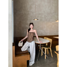 批发<b class='q'>时尚</b>穿搭套装印花抹胸背心外穿上衣女2026年夏季条纹休闲