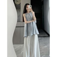 批发韩系穿搭运动套装女2026夏季<b class='q'>时尚</b>气质无袖上衣阔腿裤休闲