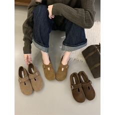 批发2025秋季磨砂皮新款韩系小圆头休闲深口女鞋