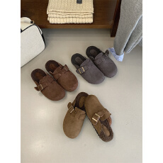 批发2025秋季新款厚底韩系休闲女毛鞋女包头拖女鞋