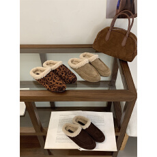 批发2025秋季新款粗跟韩系休闲女毛鞋包头拖女鞋