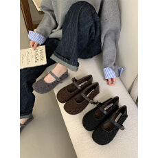 批发2025秋季新款粗跟韩系<b class='q'>休闲</b>女毛鞋女单鞋