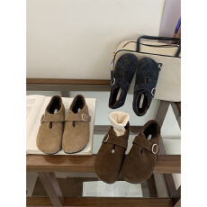 批发2025<b class='q'>秋</b>季磨砂皮新款平底毛韩系休闲女深口单鞋