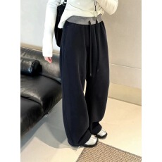 批发欧货拼色弯刀裤休闲<b class='q'>运动</b>裤<b class='q'>女</b>2025秋季新款高腰两穿香蕉裤阔腿<b class='q'>长裤</b>