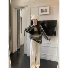 批发张爆爆 高克重400克加绒休闲<b class='q'>裤</b>小个子秋冬高腰米白色直筒<b class='q'>裤</b>长<b class='q'>裤</b>女