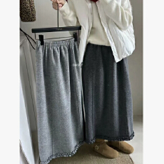 批发2025冬新款韩版宽松休闲百搭高腰显瘦花边半身裙女中长款A字裙潮