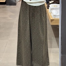 批发复古棕色碎花阔腿<b class='q'>裤</b>子大码胖mm显瘦今年流行梧桐<b class='q'>裤</b>秋装女款休闲<b class='q'>裤</b>