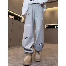 批发卫<b class='q'>裤</b>女冬季新款卡通小狗字母刺绣松紧腰长<b class='q'>裤</b>宽松<b class='q'>裤</b>子