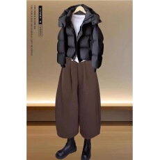 批发加厚毛呢休闲<b class='q'>裤</b>女冬季新款今年流行爆款大码宽松显瘦九分阔腿<b class='q'>裤</b>子