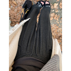 批发糯米裤女秋冬高腰加绒阔腿裤女慵懒风针织<b class='q'>休闲裤</b>垂感运动拖地裤子