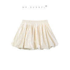 批发MRDUANZL杏色丝绒花苞裙裤裙防走光南瓜裤短裙<b class='q'>半身裙</b>小个子裙子秋