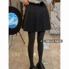 批发HELLO TACO2025毛呢百褶半身裙大码高腰显瘦<b class='q'>百搭</b>a字裙短裙风琴裙