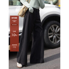 批发觅定黑色裤子2025新款高腰直筒休闲裤女阔腿裤垂坠感<b class='q'>西装</b>长裤子