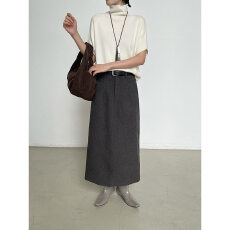 批发MMC DITION羊毛半身裙<b class='q'>女</b>2025秋冬新款气质显瘦包臀<b class='q'>长款</b>直筒<b class='q'>西装</b>裙