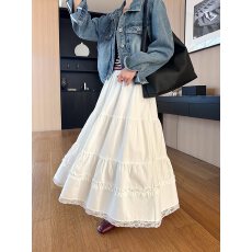 批发高端精致半身裙<b class='q'>蕾丝</b>花边白色蛋糕半裙轻奢高级感日杂风奶呼呼裙子